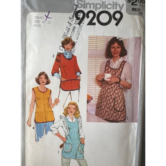 Vintage Simplicity 9209 Womens Apron Pattern Size 10-12 Uncut Sewing Craft - Picture 2 of 7